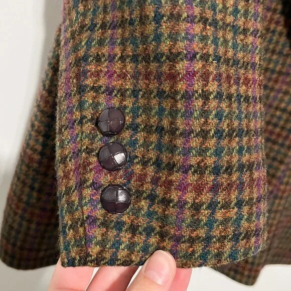 Giorgio Sant Angelo Womens VTG Wool Houndstooth Blazer 10 Academia Oversized - Picture 4 of 11